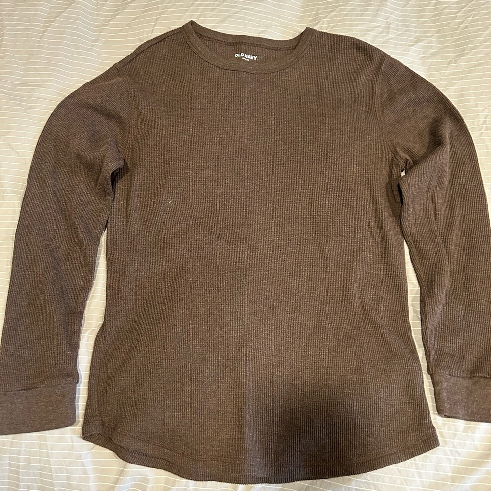 Old Navy Boys Waffle Thermal Chocolate Long Sleeve Top